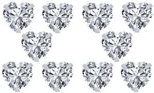 14k White Gold Plated 4mm 1/2Ct Heart White Sapphire Set Of Five Stud Earrings