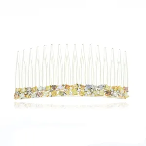 18k White and Yellow Gold Multi-Colored Fancy Shaped Diamond Hair Accessory