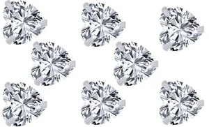 18k White Gold Plated 6mm 4Ct Heart White Sapphire Set Of Four Stud Earrings