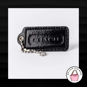 2.5" Large COACH BLACK LEATHER KEY FOB BAG CHARM KEYCHAIN HANGTAG TAG