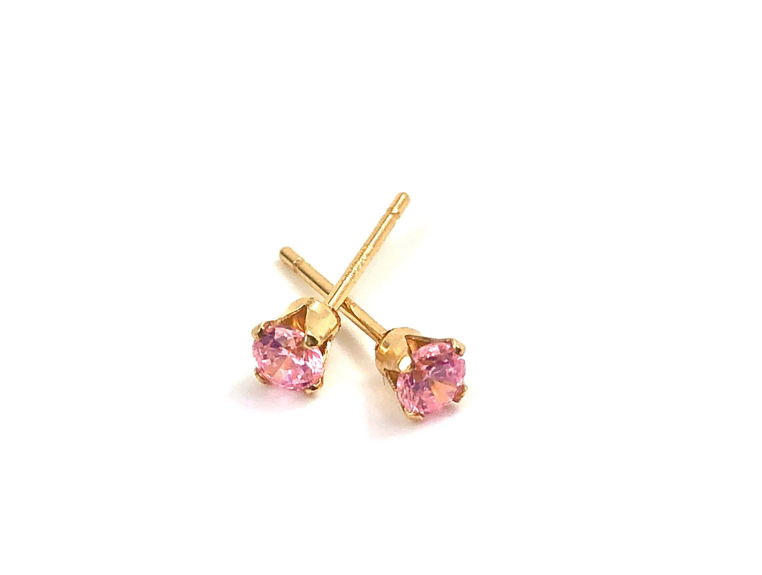 3.0mm Pink 3A Cz Snap-In Post Earring, Sku#4011230M10