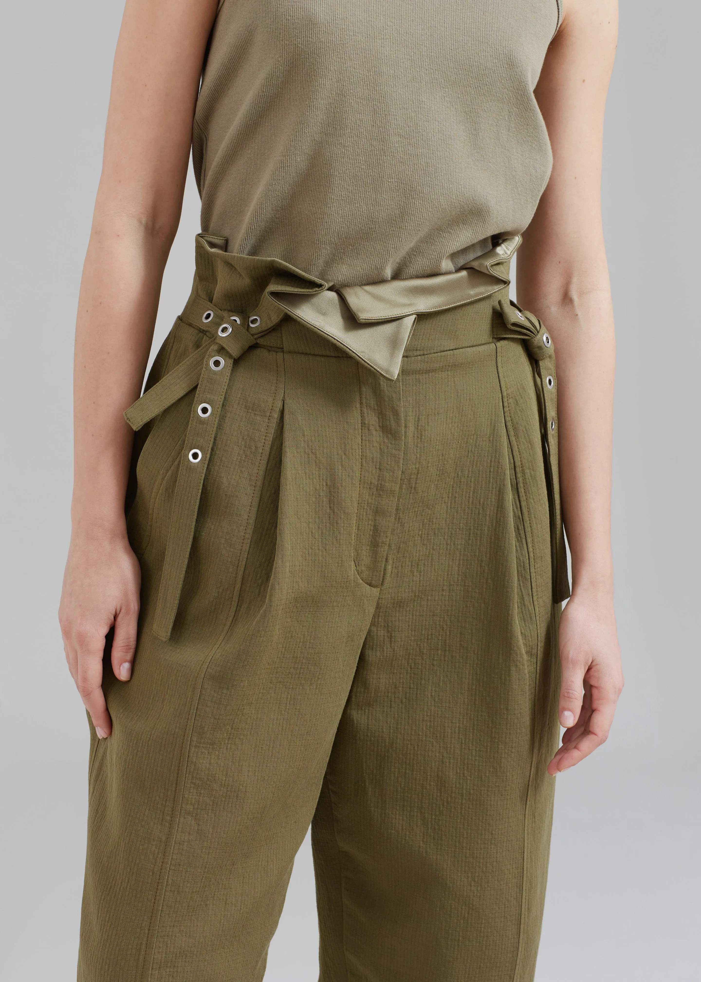 3.1 Phillip Lim Cotton Linen Paperbag Pant - Olive