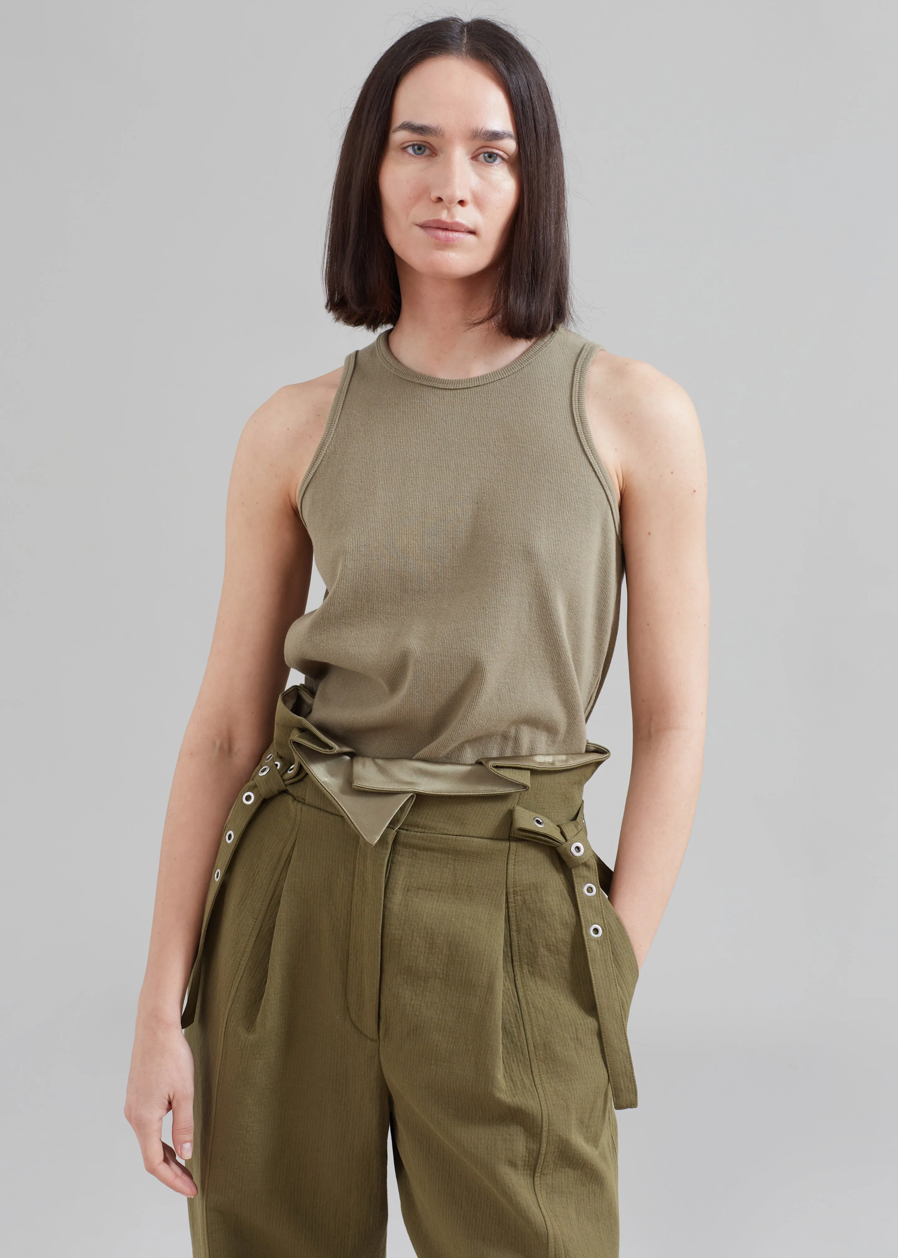 3.1 Phillip Lim Cotton Linen Paperbag Pant - Olive