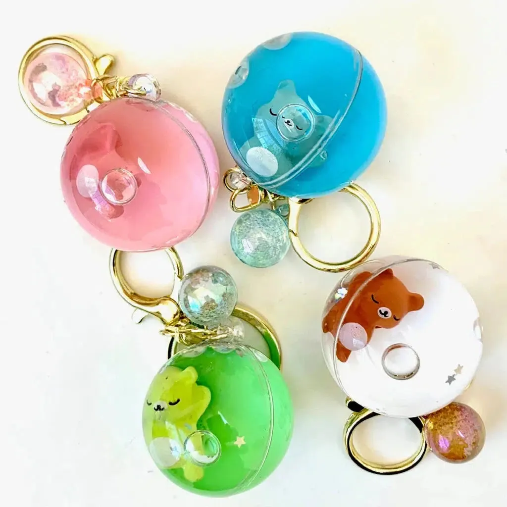 3D Sleeping Animal Ball Keyring