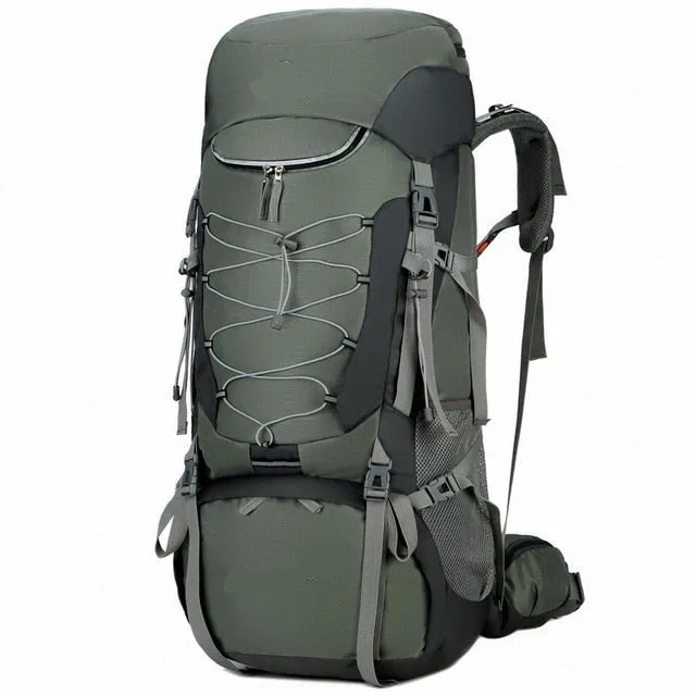 75L Ergonomic Hiking Backpack Mesh Padded Zippered Waist & Pockets