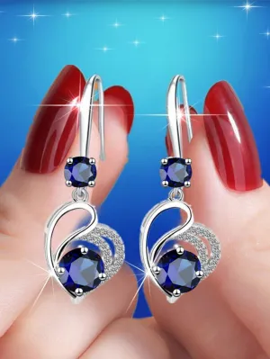 A Crystal Clear and Exquisite Silver Color Heart Shaped Earrings for Women