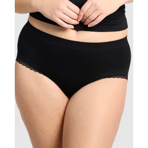 Agathe Ribbed Full Coverage Shorty Underwear-Black