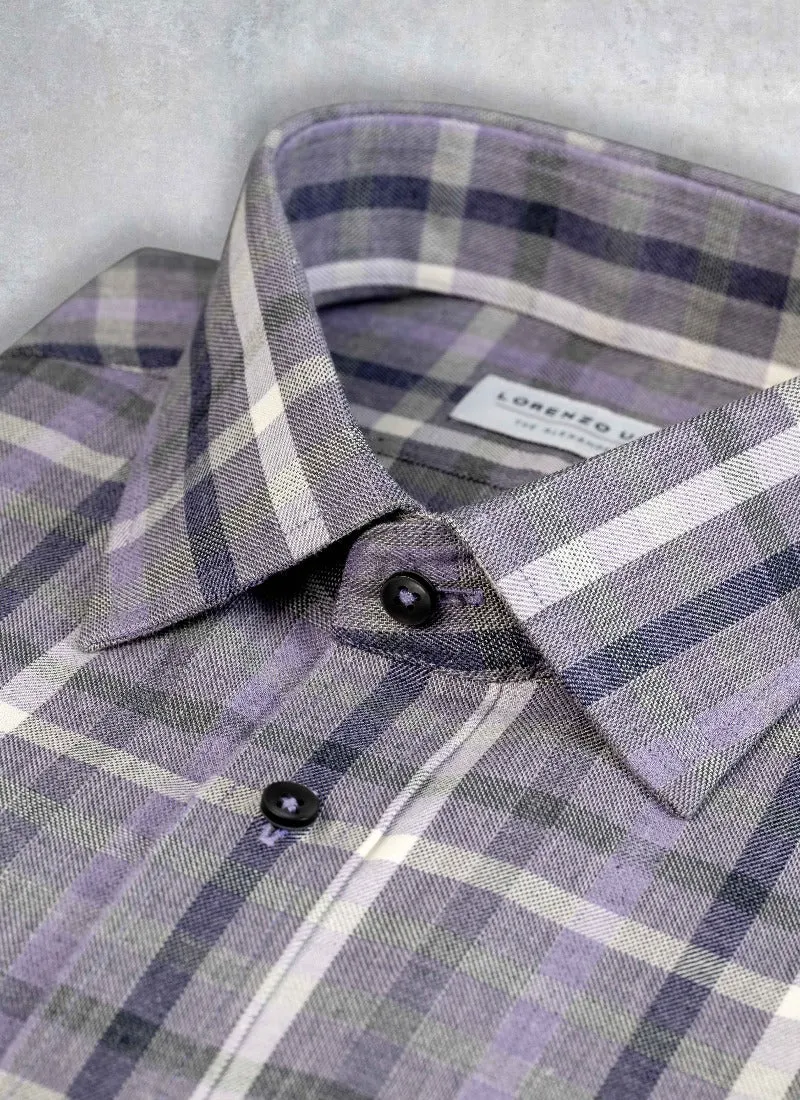 Alexander Sport Shirt in Purple Denim Plaid