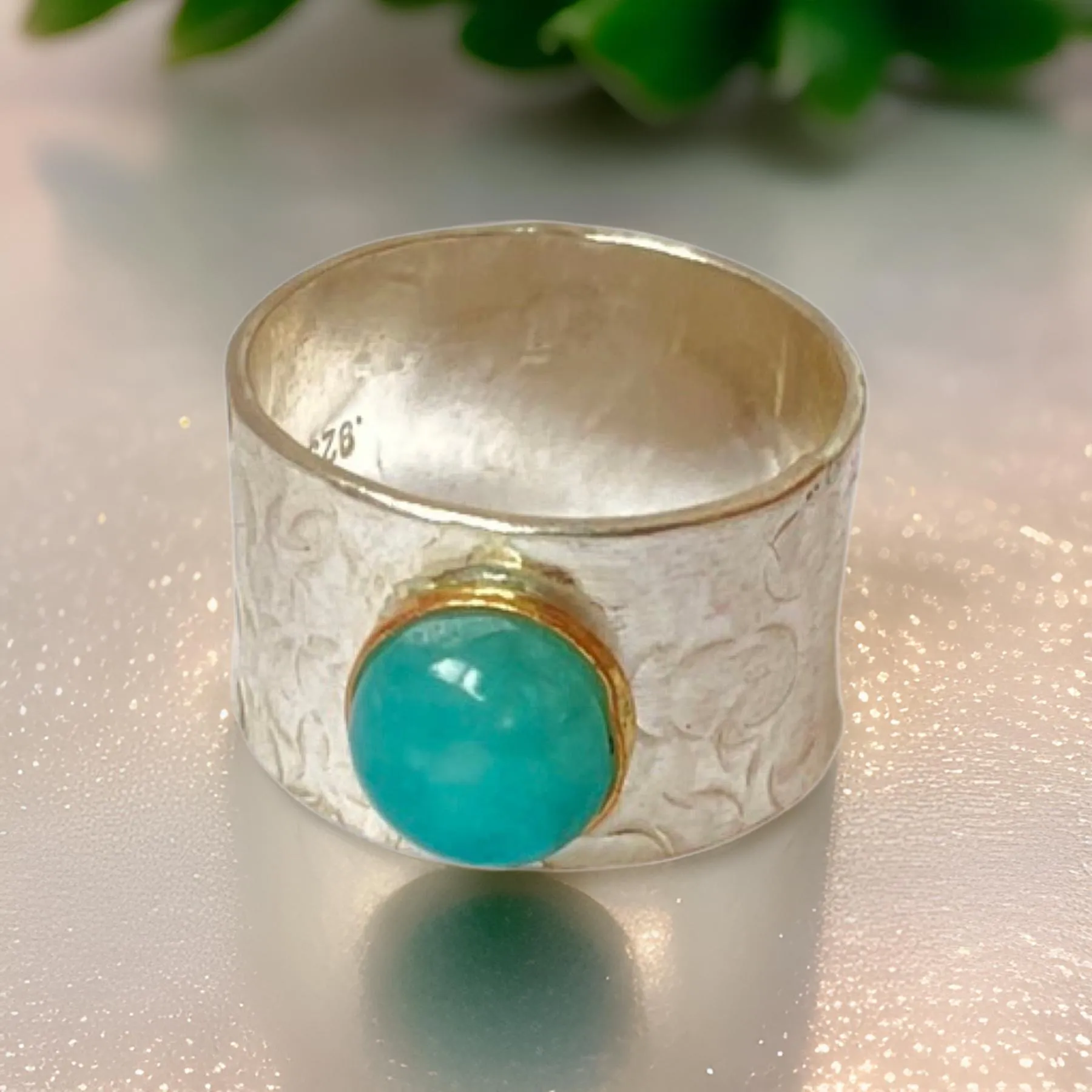 Amazonite Silver Statement Ring