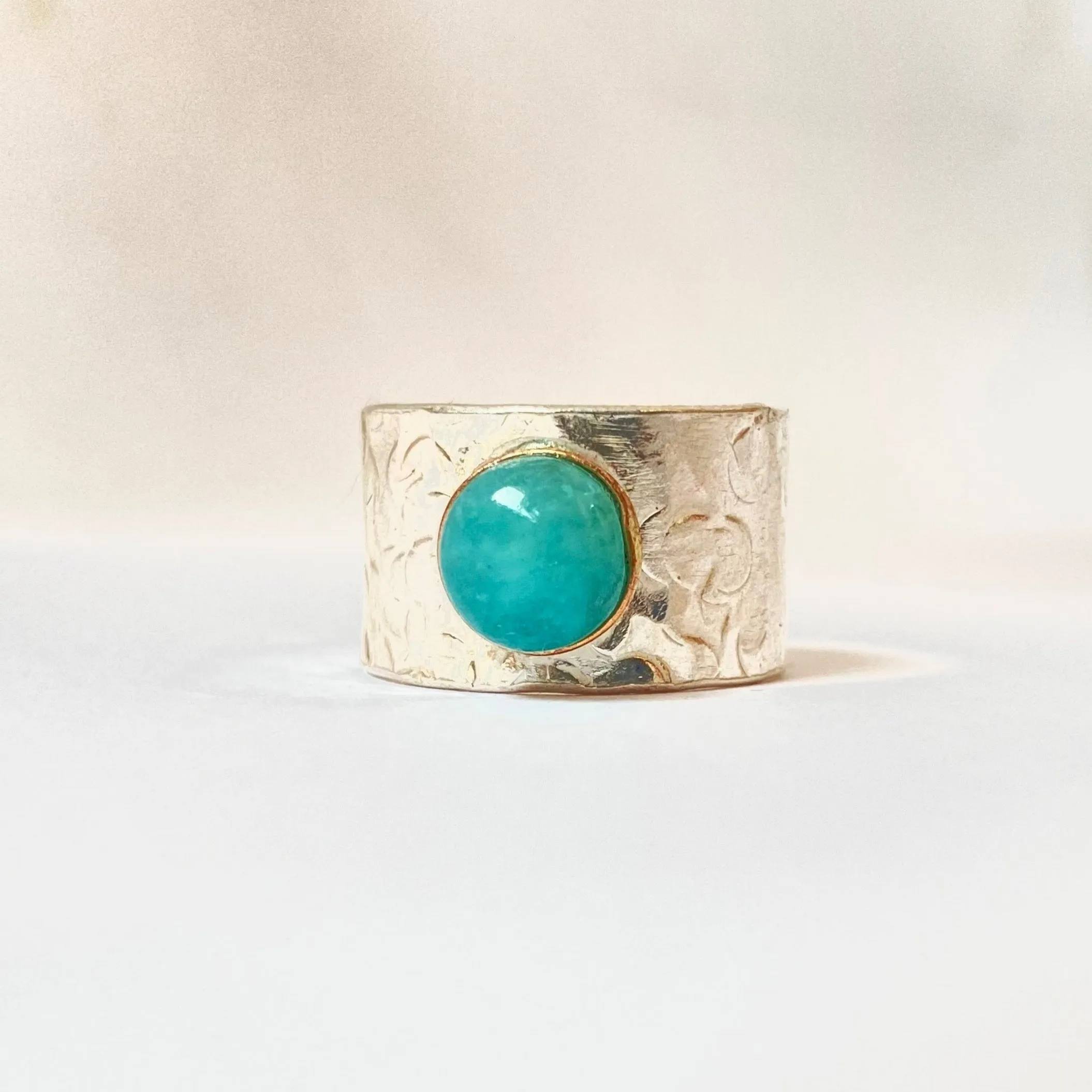 Amazonite Silver Statement Ring