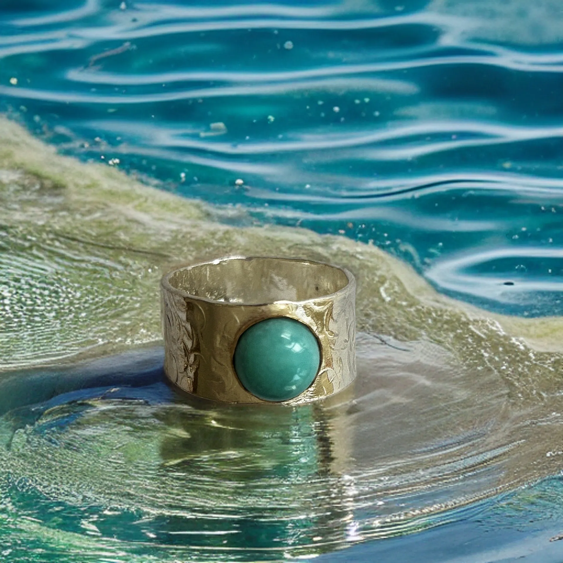 Amazonite Silver Statement Ring