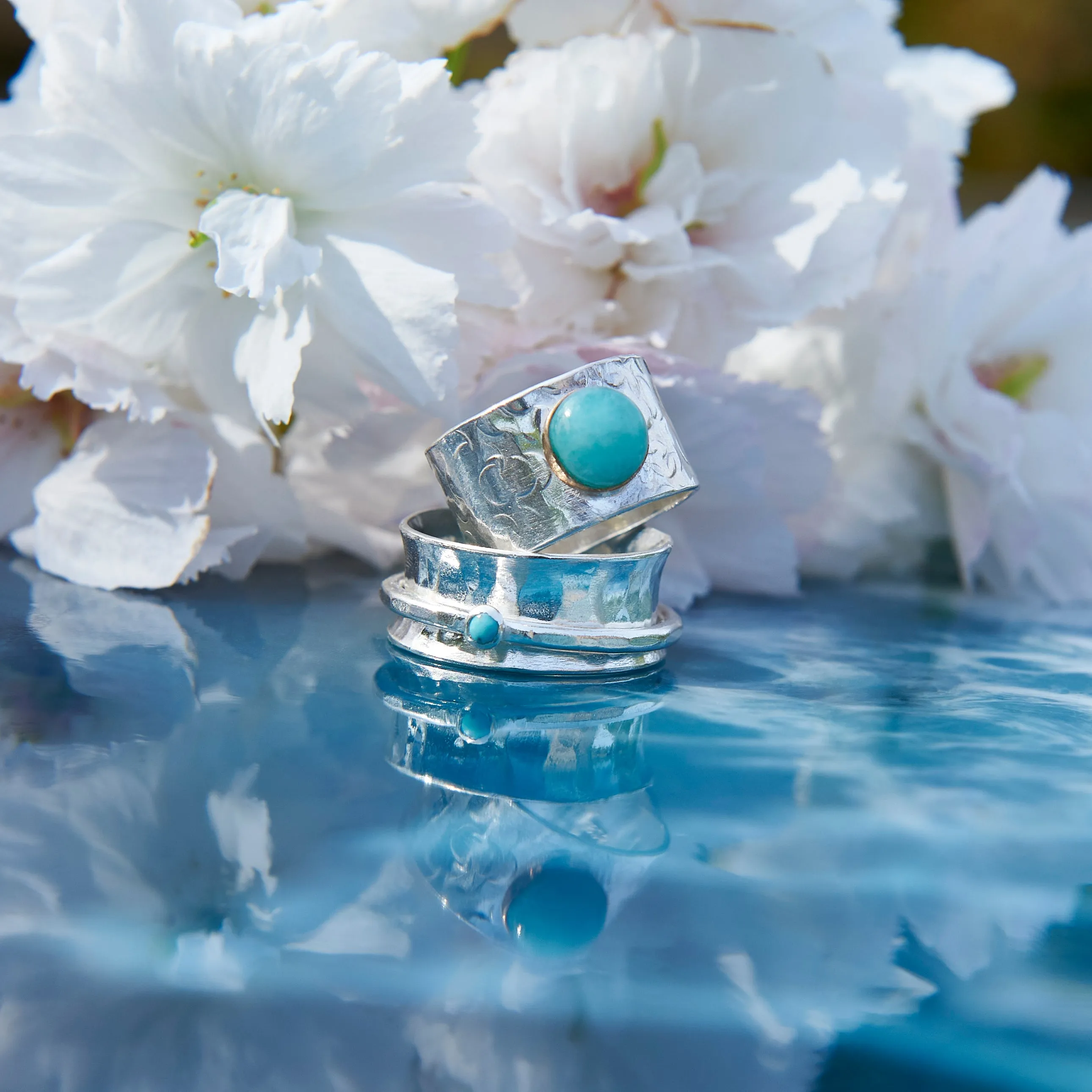 Amazonite Silver Statement Ring