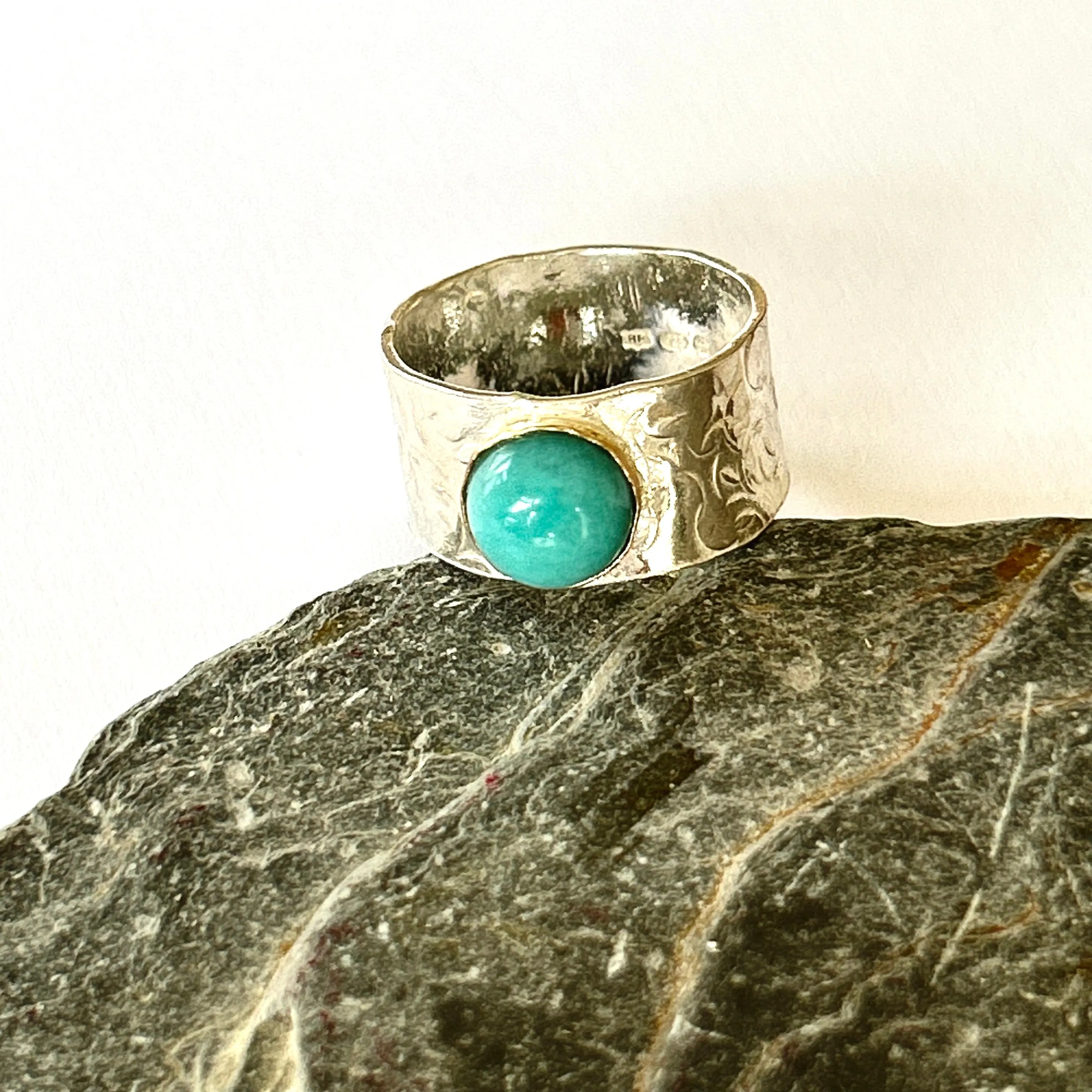 Amazonite Silver Statement Ring