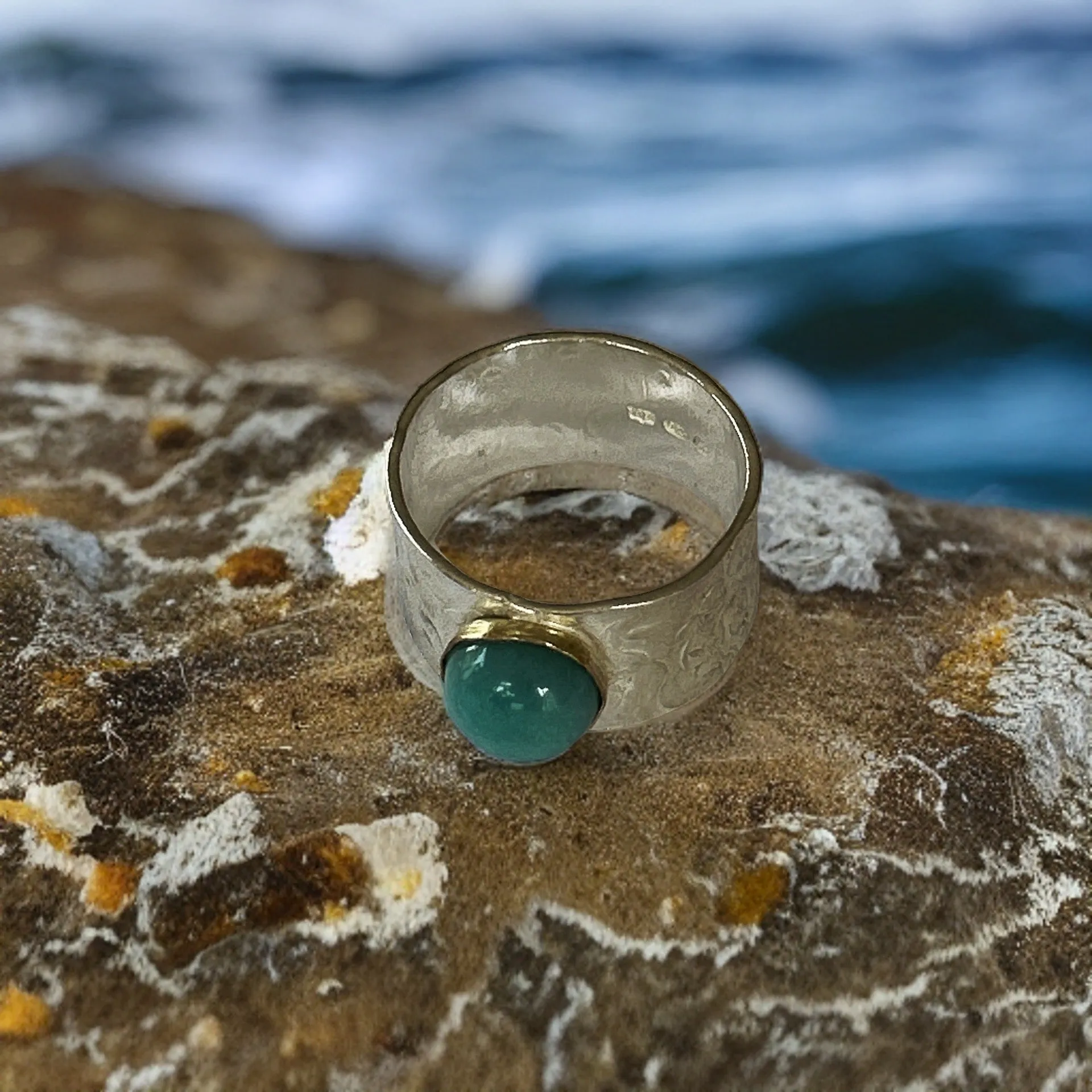 Amazonite Silver Statement Ring