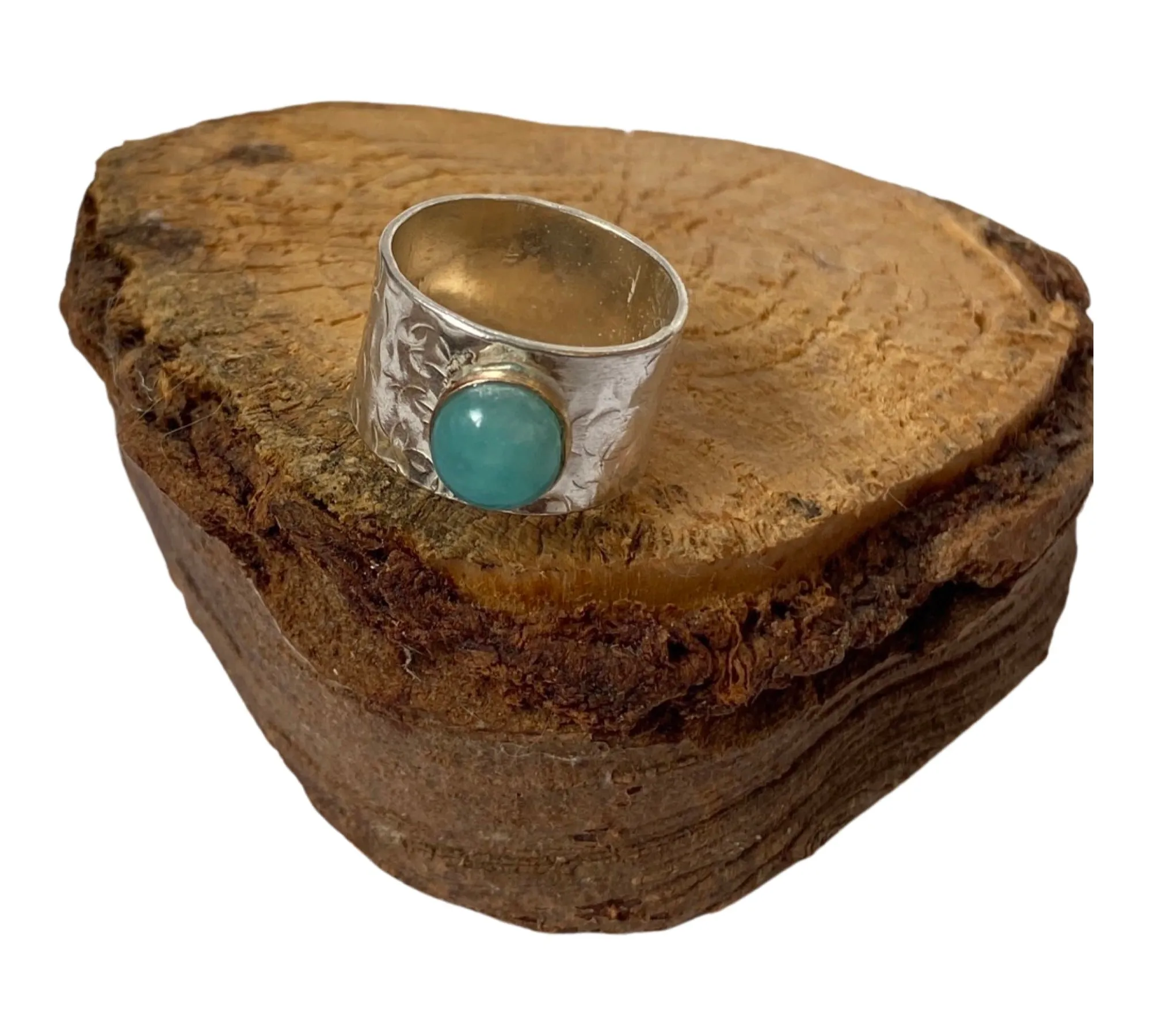 Amazonite Silver Statement Ring