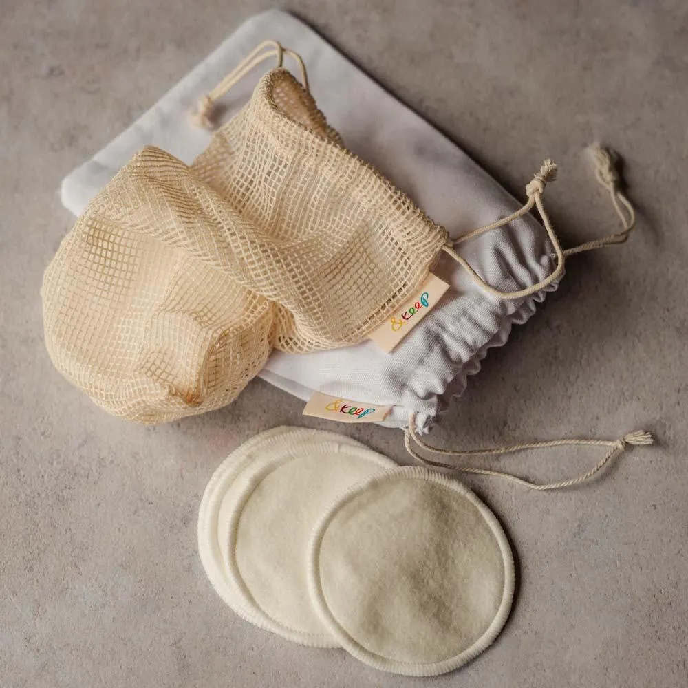 &Keep 10 Reusable Bamboo Make-Up Pads in Cotton Bag   Wash Bag