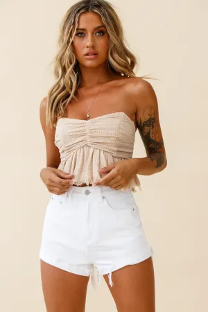 Anjelica Raw Edge Crop Top Beige