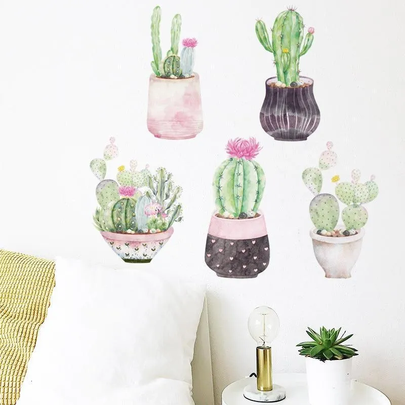 Beautiful Cactus Potted Wall Stickers