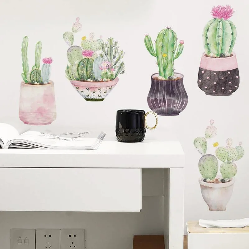 Beautiful Cactus Potted Wall Stickers