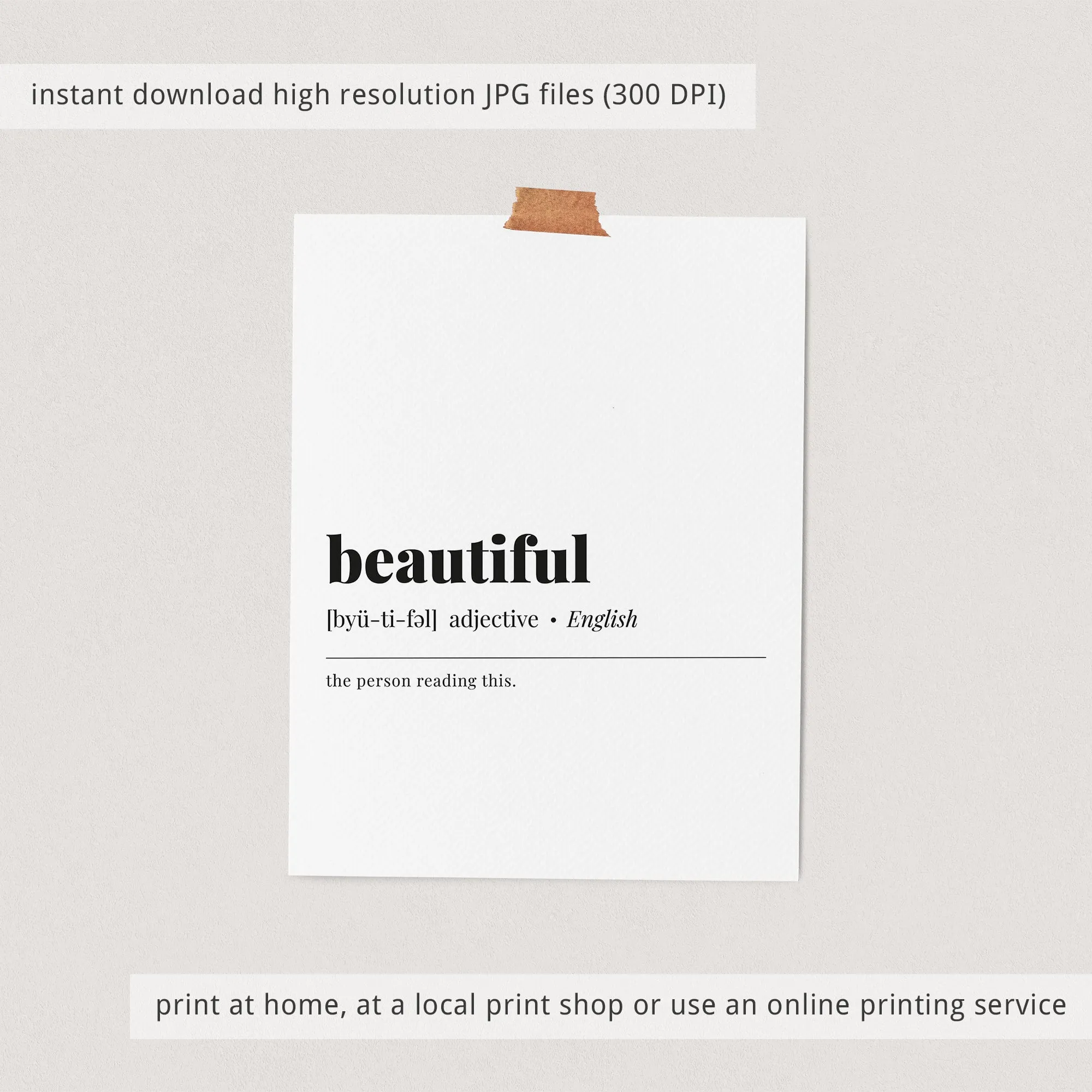 Beautiful Definition Print Instant Download