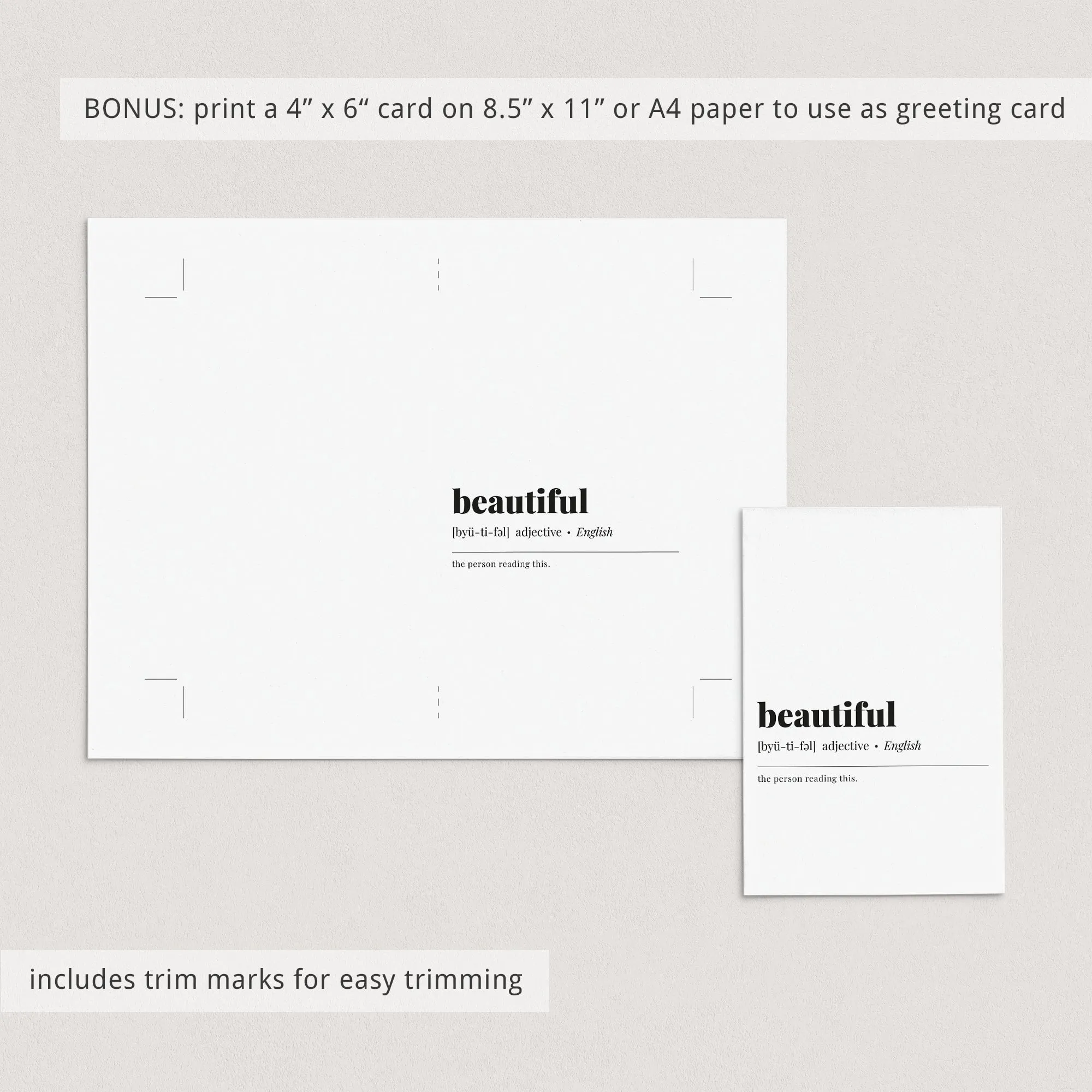 Beautiful Definition Print Instant Download