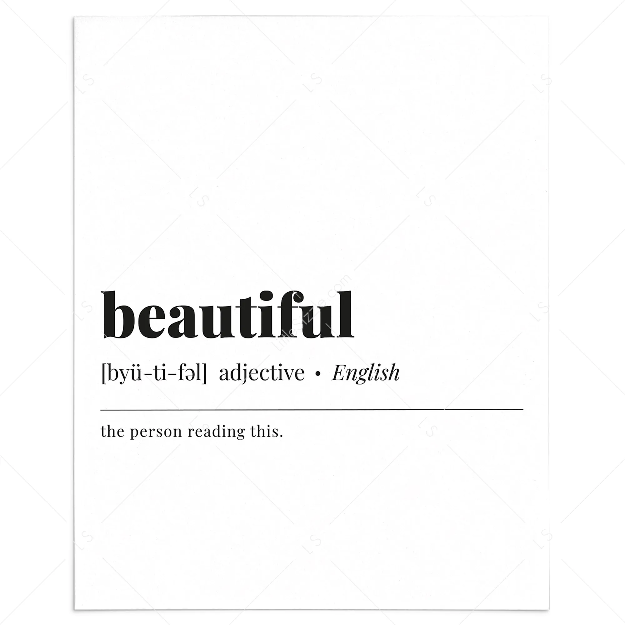 Beautiful Definition Print Instant Download