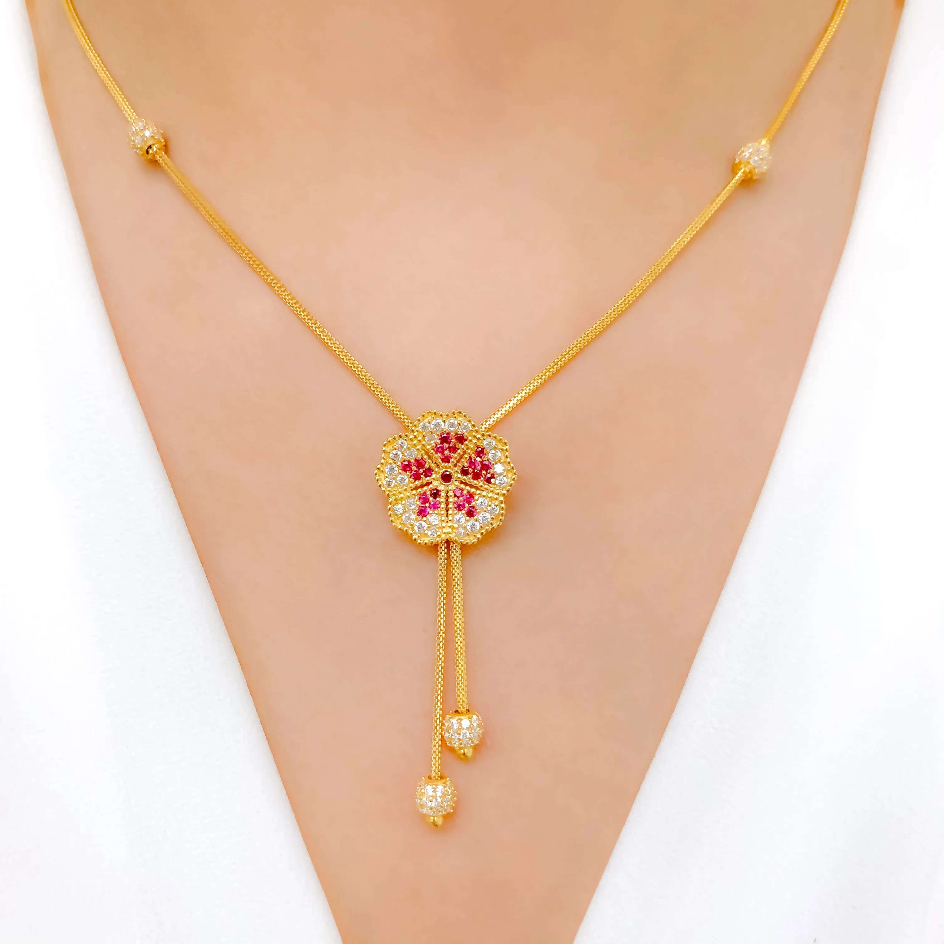 Beautiful Floral CZ Necklace