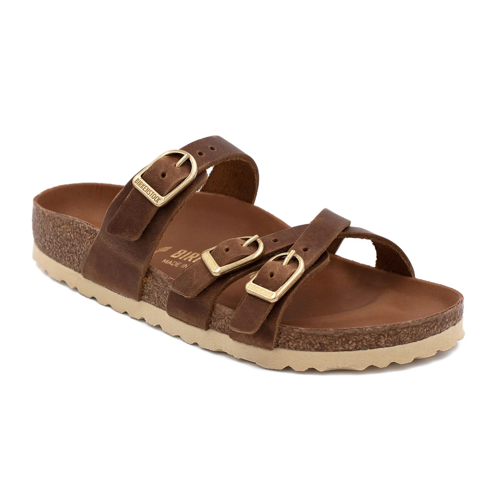 Birkenstock Franca Hex Narrow Slide Sandal (Women) - Cognac Oiled Leather