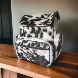 Black White Cowhide Bag Backpack