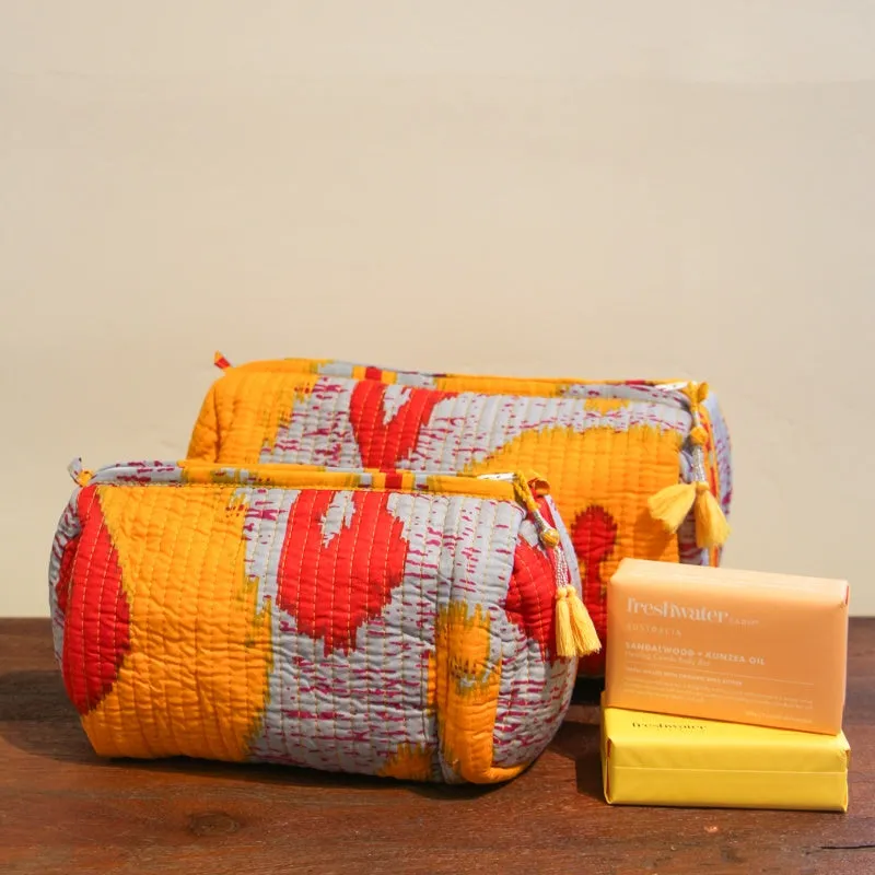 Block Printed Abstract Wash Bag