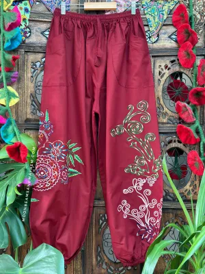 BLOOMING GORGEOUS CLARET HAREM TROUSERS M/L