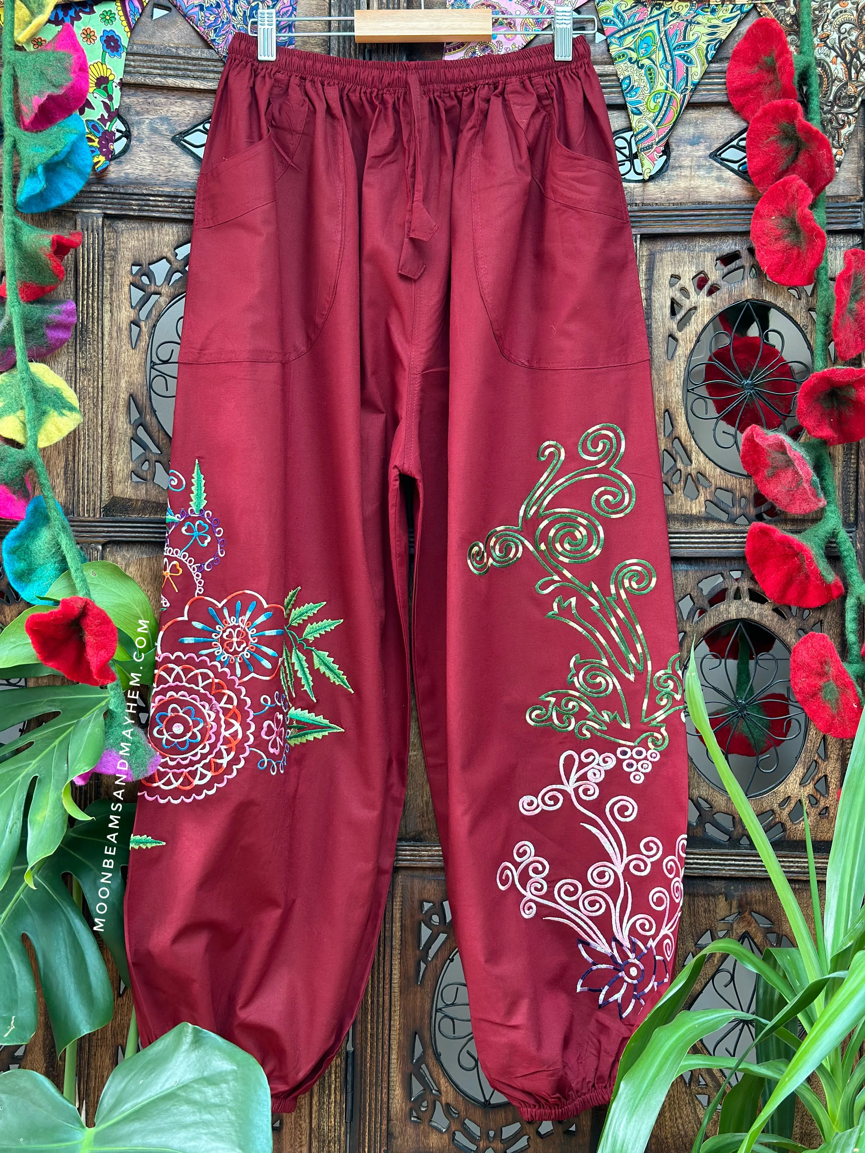 BLOOMING GORGEOUS CLARET HAREM TROUSERS M/L