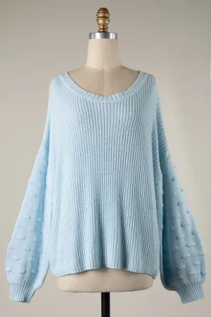 BUBBLE SLEEVE DETAIL CABLE KNIT SWEATER 1 PACK