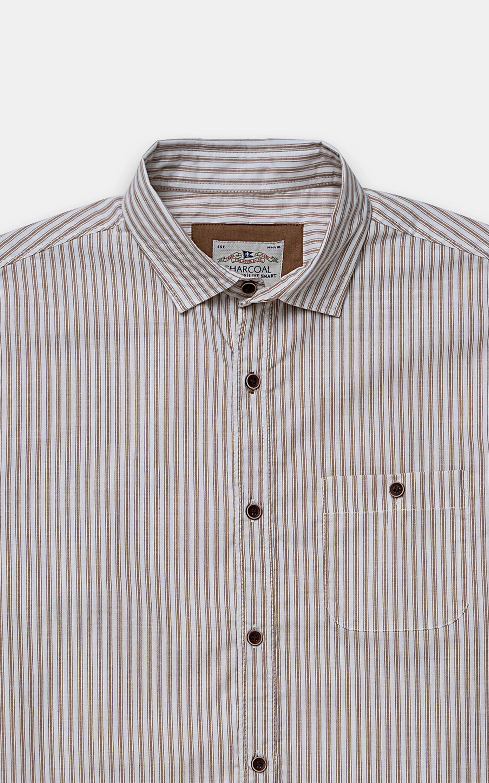 CASUAL SHIRT KHAKI STRIPER