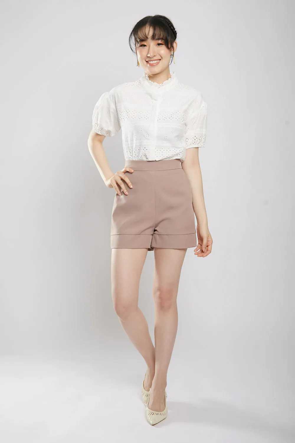 Chalina Blouse in White Eyelet