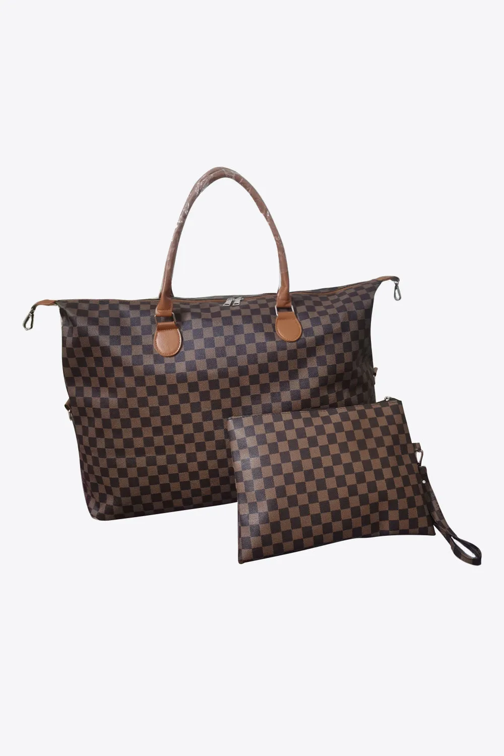 Checkered Two-Piece Vegan Leather Bag Set