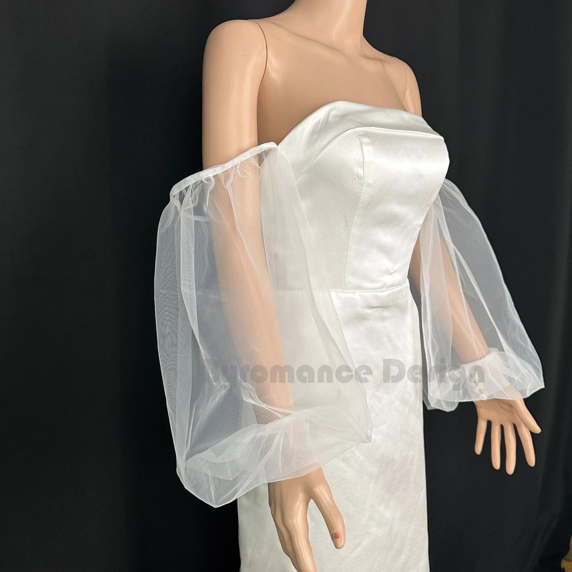 Classic 3568Sheer tulle button up  detach wedding sleeve, bridal sleeve