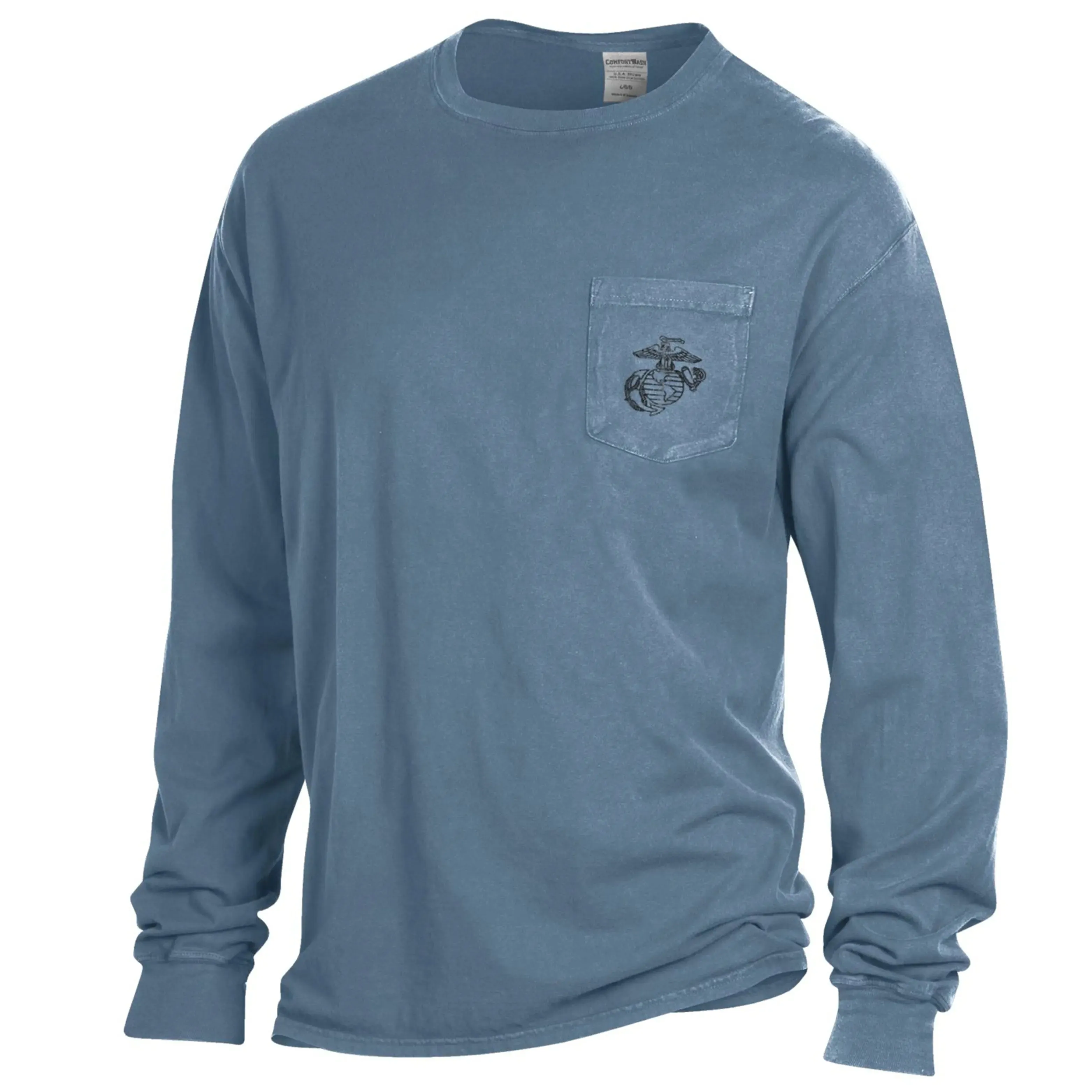 Comfort Colors EGA Saltwater Blue Long Sleeve Pocket Tee