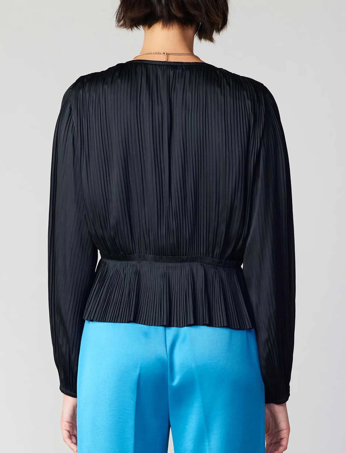 Current Air Pleated Wrap Blouse