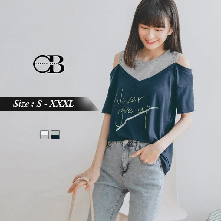 CUT OUT SHOULDER LETTER TOPS