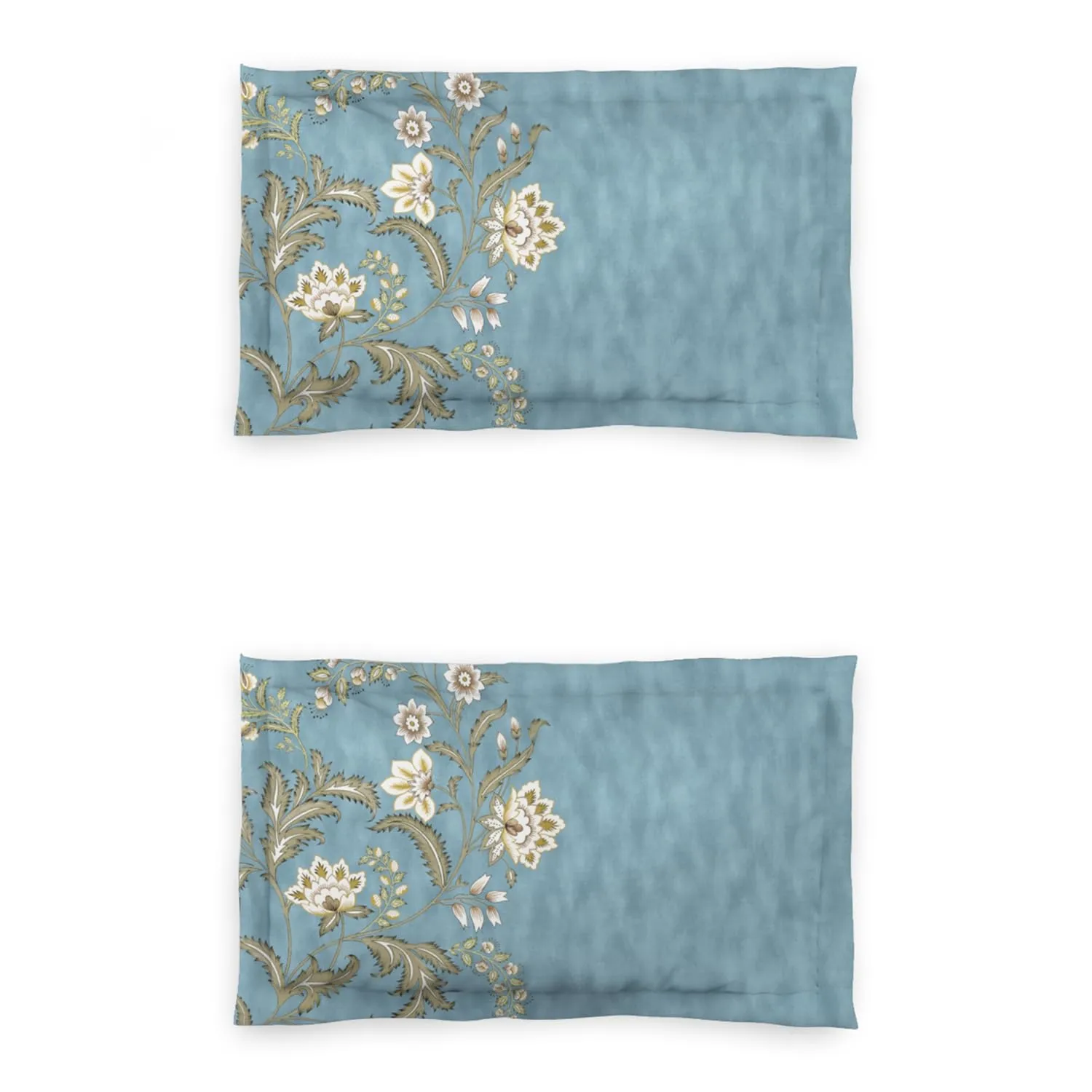 Ddecor - Pack of 1 Cotton 136 TC King Fitted Bedsheet with 2 Pillow Covers - Blue