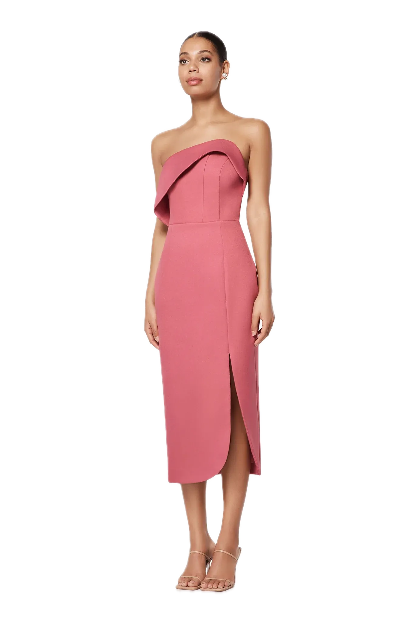 Elliatt Agatha Dress Berry Structured Bodice, Fitted Style, Skirt Slit