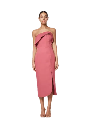 Elliatt Agatha Dress Berry Structured Bodice, Fitted Style, Skirt Slit