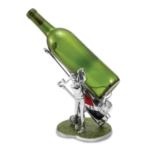 Enameled Golfer Bottle Holder with Heart Shaped Base