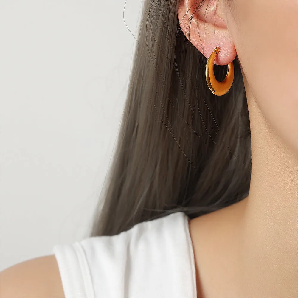 Golden Geometric U-Shaped Earrings - Luxurious Cross-Border Jewelry