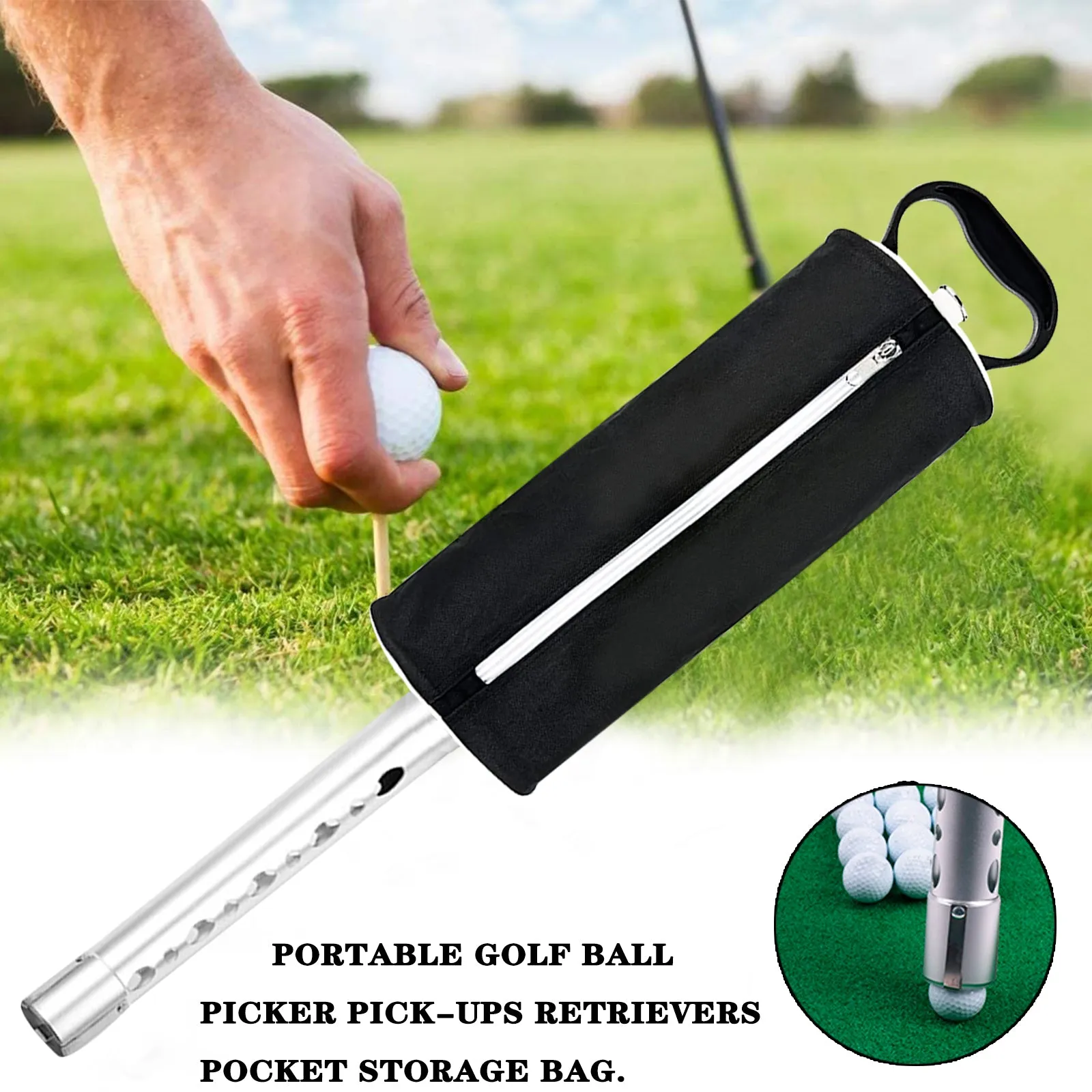 Golf Ball Shag Bag Pick Up Black