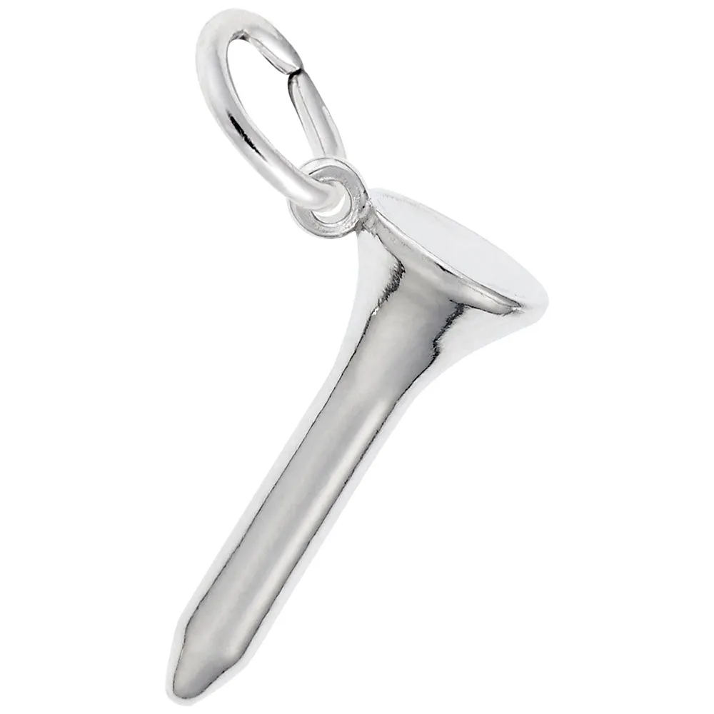 Golf Tee Charm In Sterling Silver