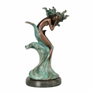 Gorgeous Bronze Amphitrite Sculpture with Marble Base