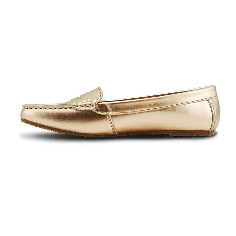 Gorgeous Girl Leather Moccasin Rose Gold