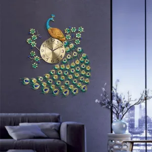 Gorgeous Large Peacock Wall Clock